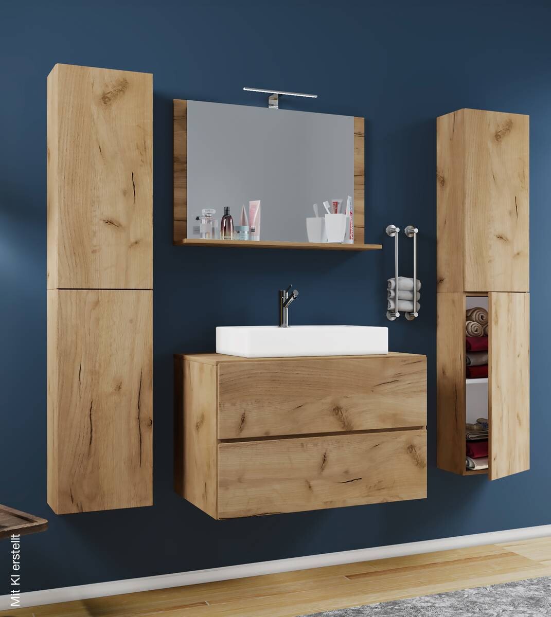 Waschplatz 5tlg-Lendas weiß Eiche Honig Nachbildung B/H/T: ca. 80x52x52 cm