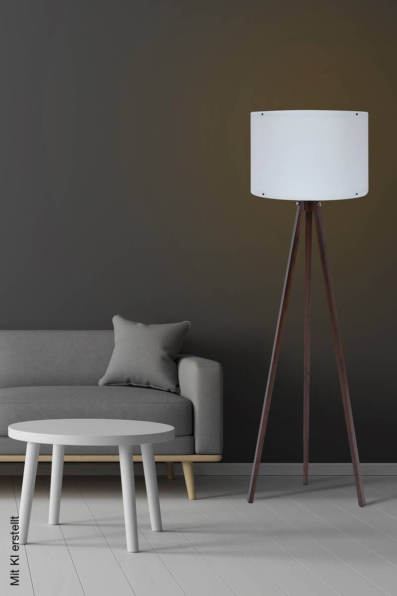 Opviq Stehlampe weiß nussbaum MDF Polypropylen B/H/L: ca. 38x145x38 cm E27 1 Brennstellen