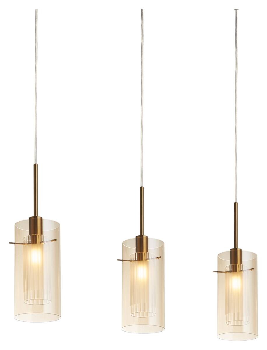 Searchlight Pendelleuchte Duo champagner bronze Glas Stahl B/H/L: ca. 13x130x71 cm E14 3 Brennstellen