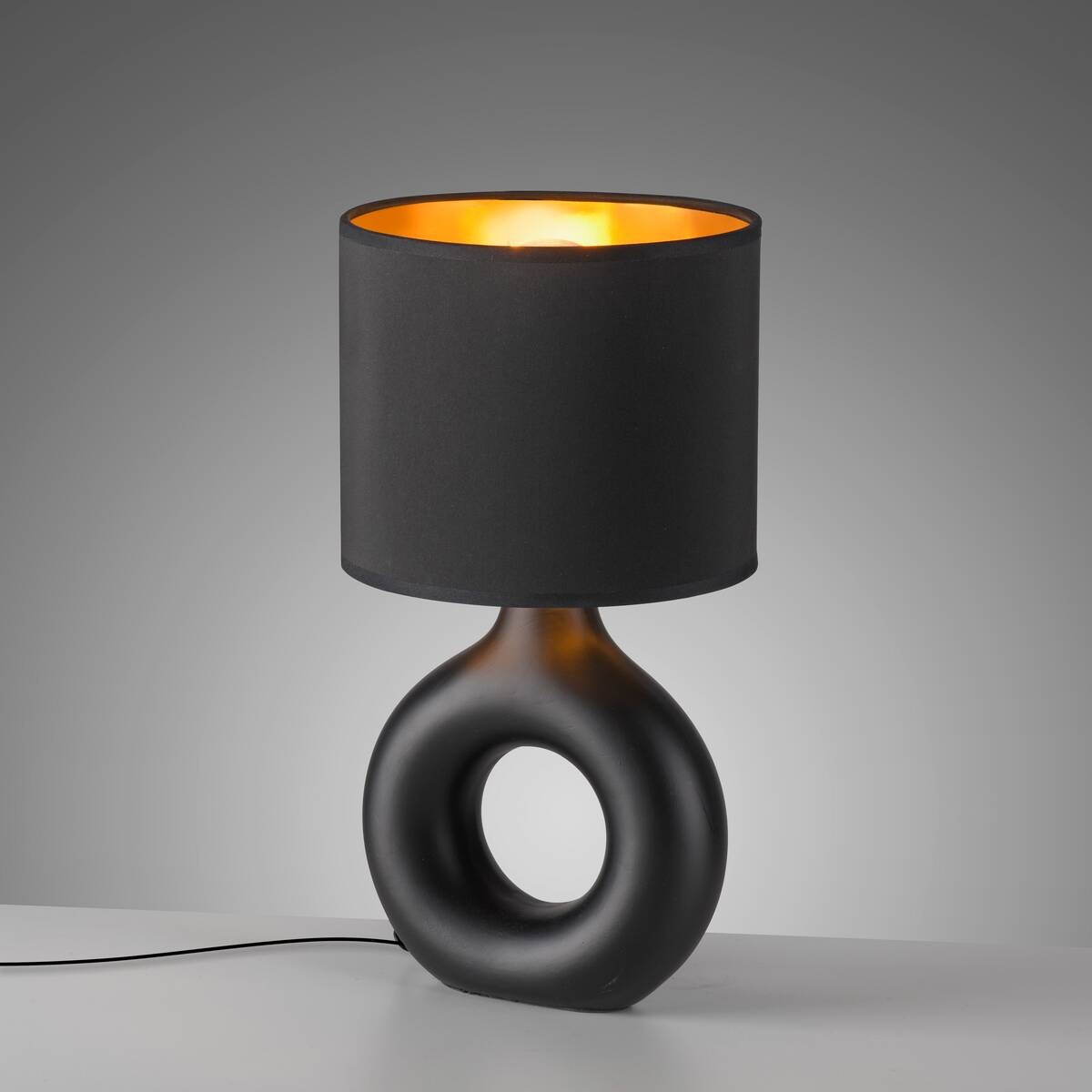 Just Light Tischleuchte Carara schwarz Kunststoff Stoff Keramik H/L/D: ca. 30x16x16 cm null 1 Brennstellen