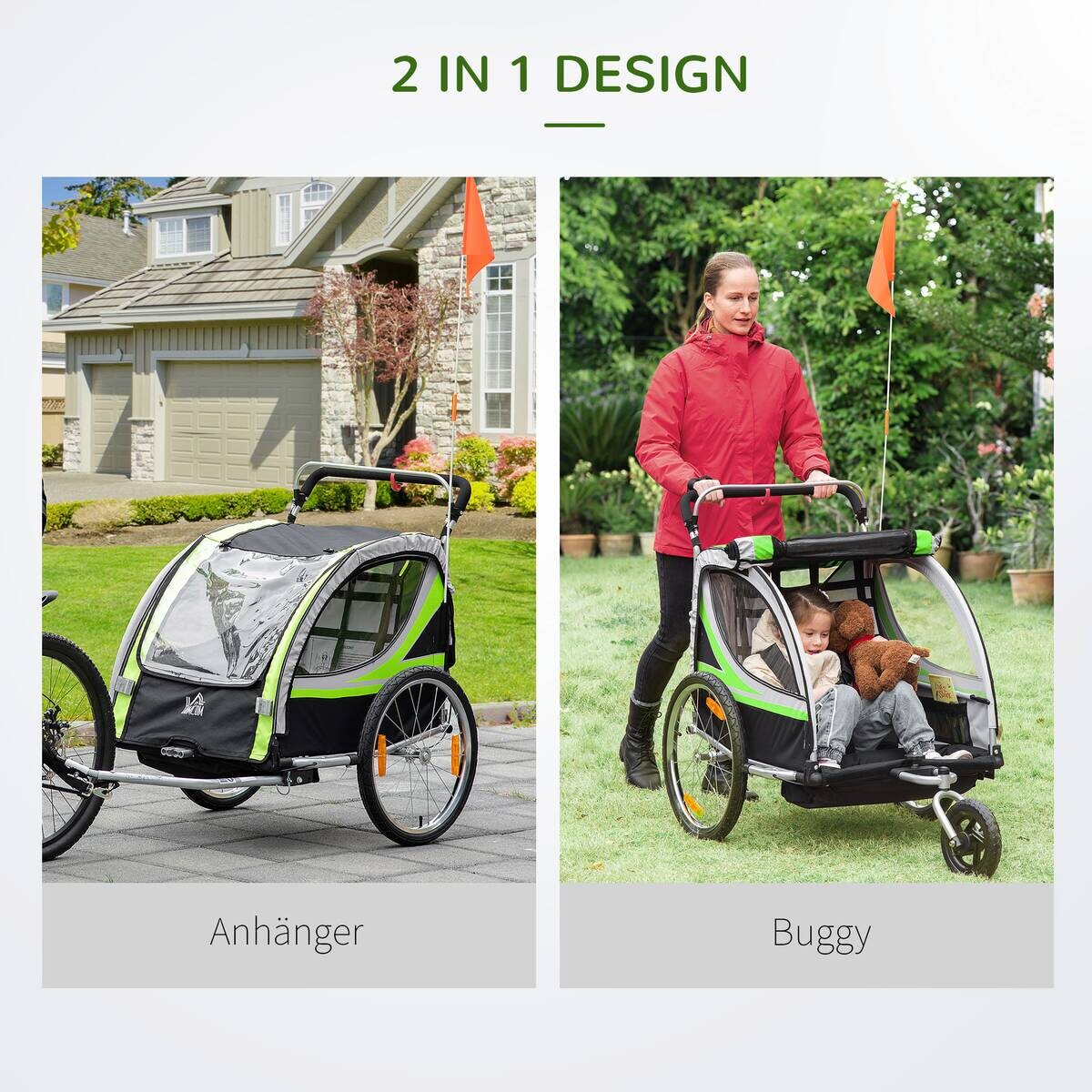 HOMCOM Fahrrad-Zubehör grün grün B/H/L: ca. 75x142x101 cm