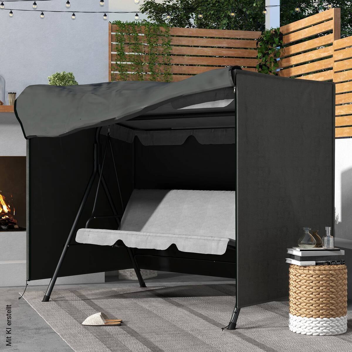 Outsunny Abdeckplane dunkelgrau Polyester B/H/L: ca. 124x164x205 cm