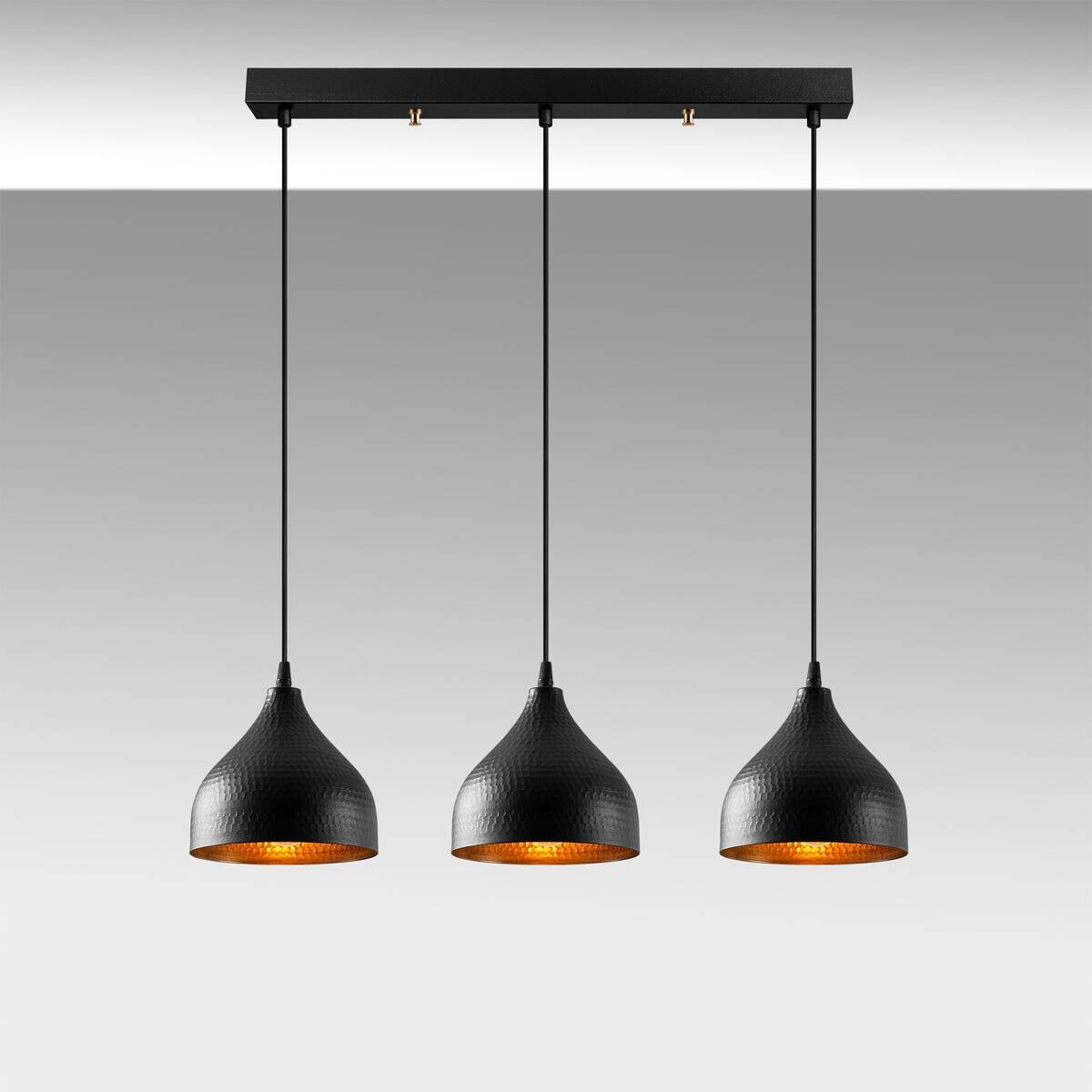 Opviq Pendelleuchte Tattoo schwarz Metall B/H/T/L/D: ca. 18x114x18x68x18 cm E27 3 Brennstellen