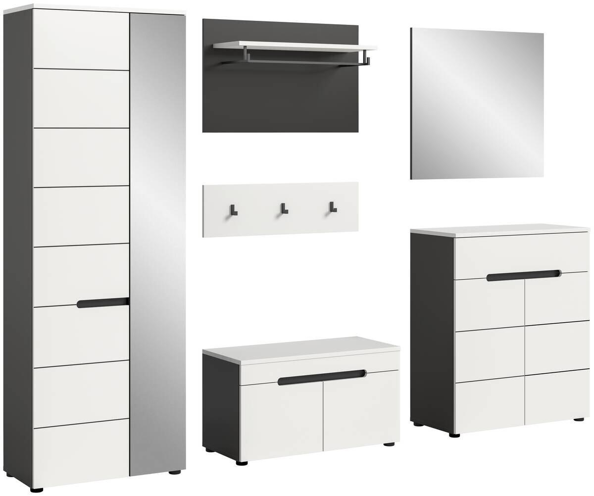Garderobe Canu basaltgrau Nachbildung weiß B/H/T: ca. 255x190x37 cm