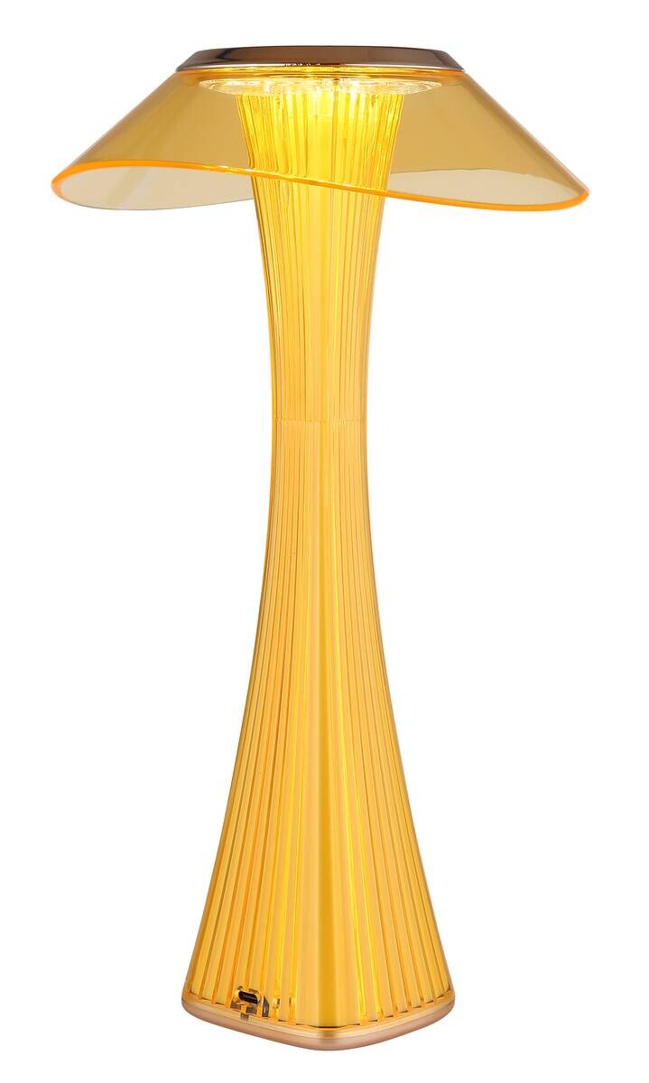 GLOBO Tischleuchte amber weiß Craft Gold Kunststoff Acryl H/D: ca. 27,4x15,1 cm 1 Brennstellen