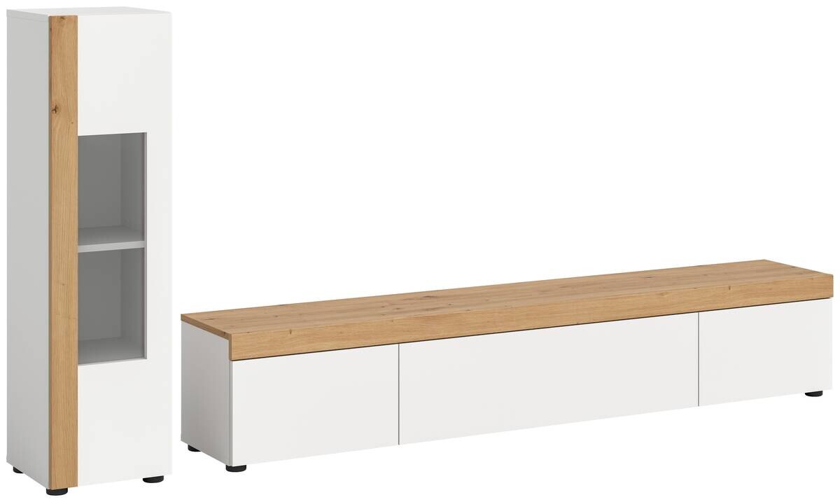 Wohnwand RUDA Artisan Oak Nachbildung weiß B/H/T: ca. 225x34x33 cm