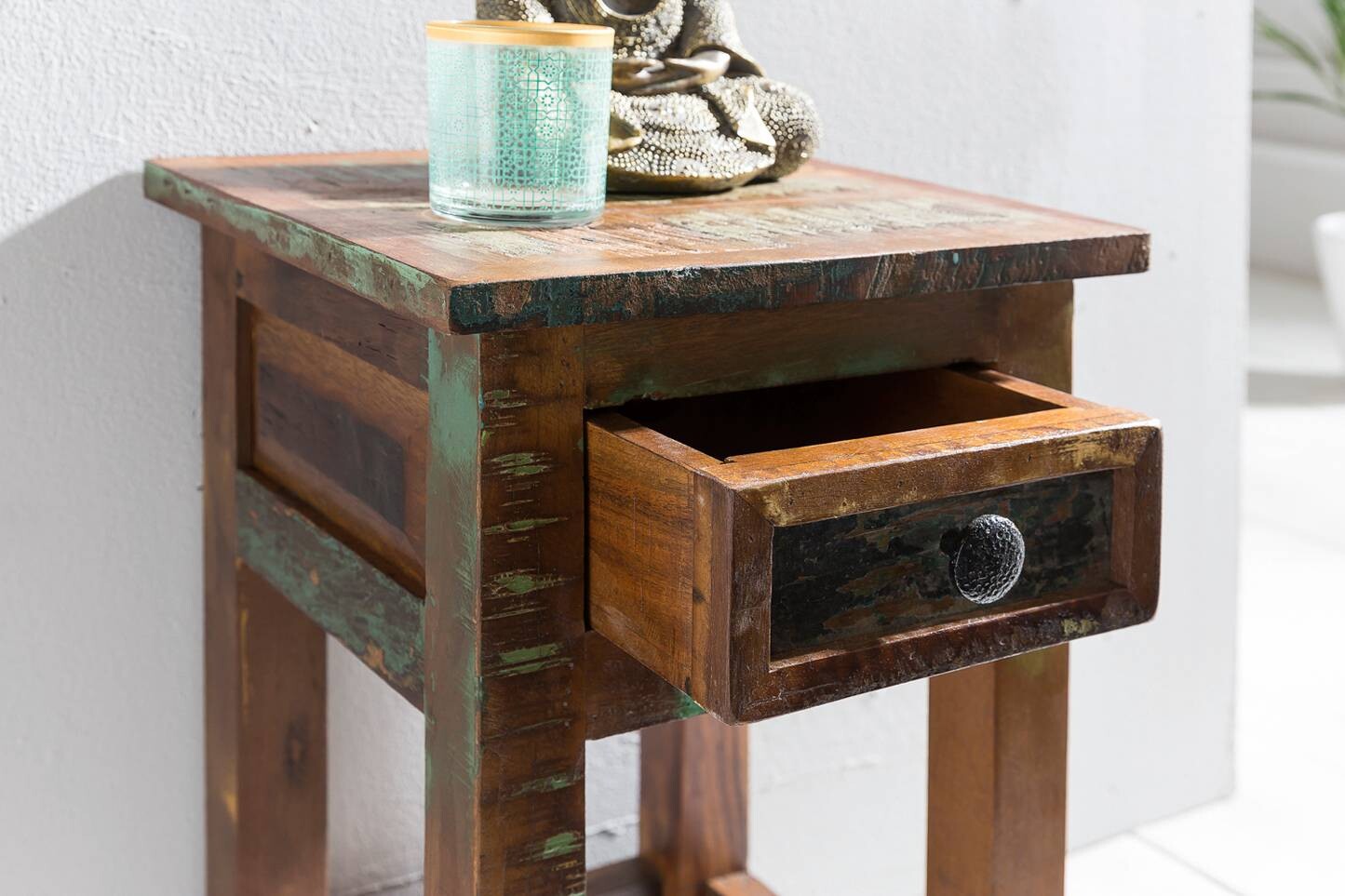 Beistelltisch braun Holz B/H/T: ca. 30x50x30 cm