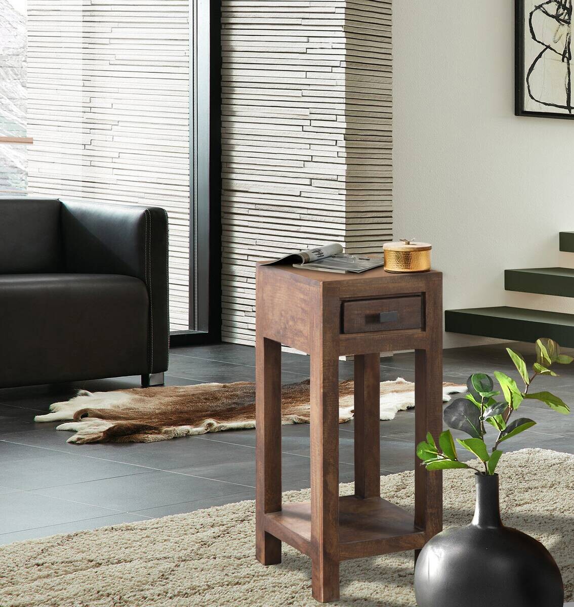 Blumensäule Genua Akazie dunkel B/H/T: ca. 30x75x30 cm