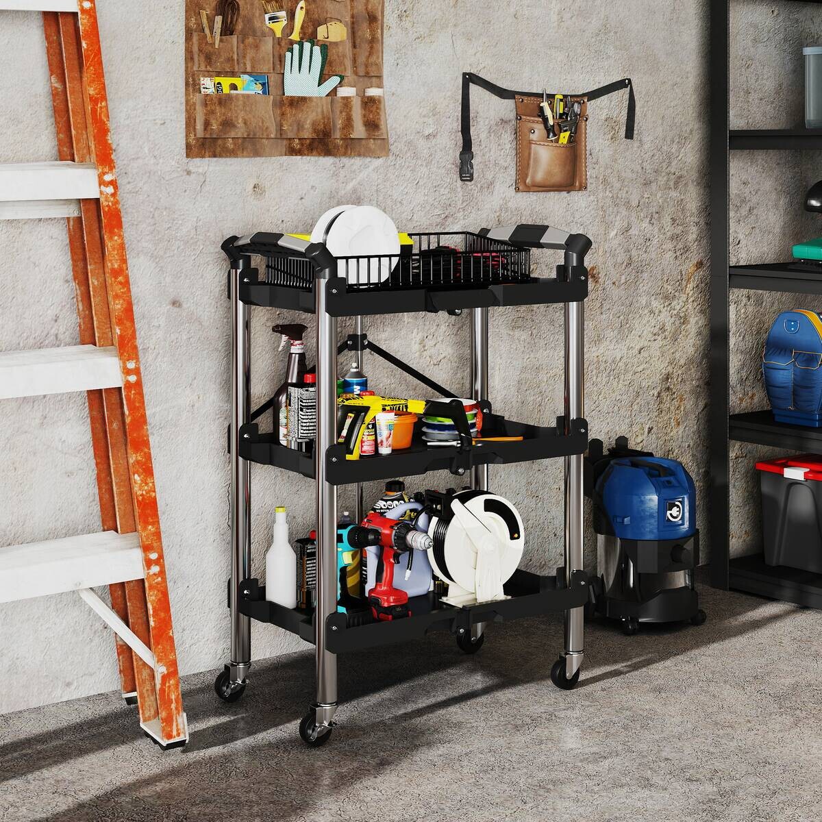 Werkstattwagen schwarz B/H/L: ca. 37x84x64 cm