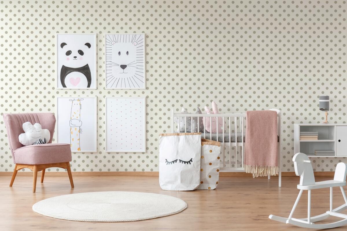 Vliestapete Punkte weiß beige B/L: ca. 53x1005 cm
