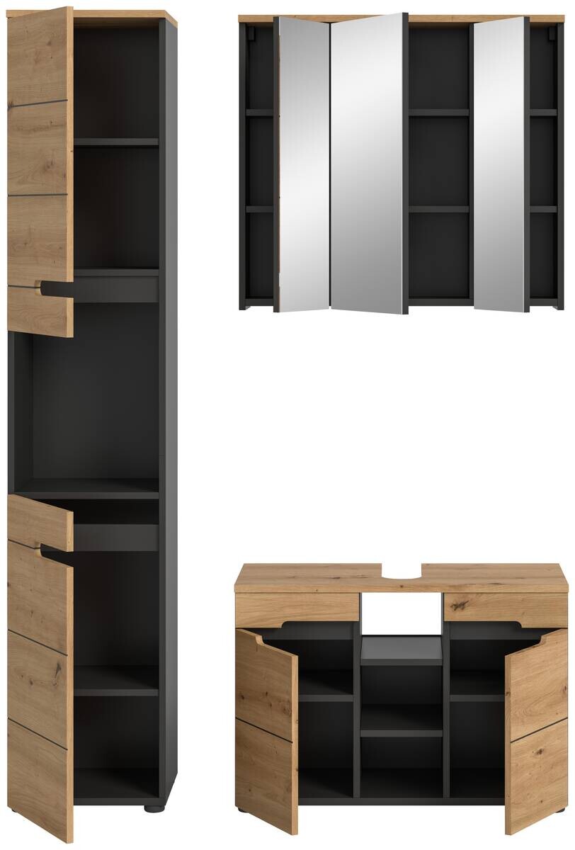 Badezimmer-Set Canu Basalt Eiche Artisan Nachbildung B/H/T: ca. 133x193x34 cm