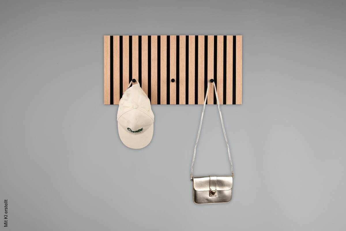 Wandgarderobe Grace Eiche schwarz B/H/T: ca. 60x30x7 cm