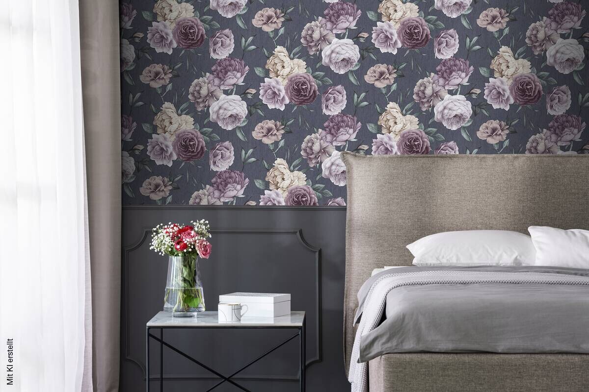 UGEPA Papiertapete Rosen grau rosa B/L: ca. 53x1005 cm