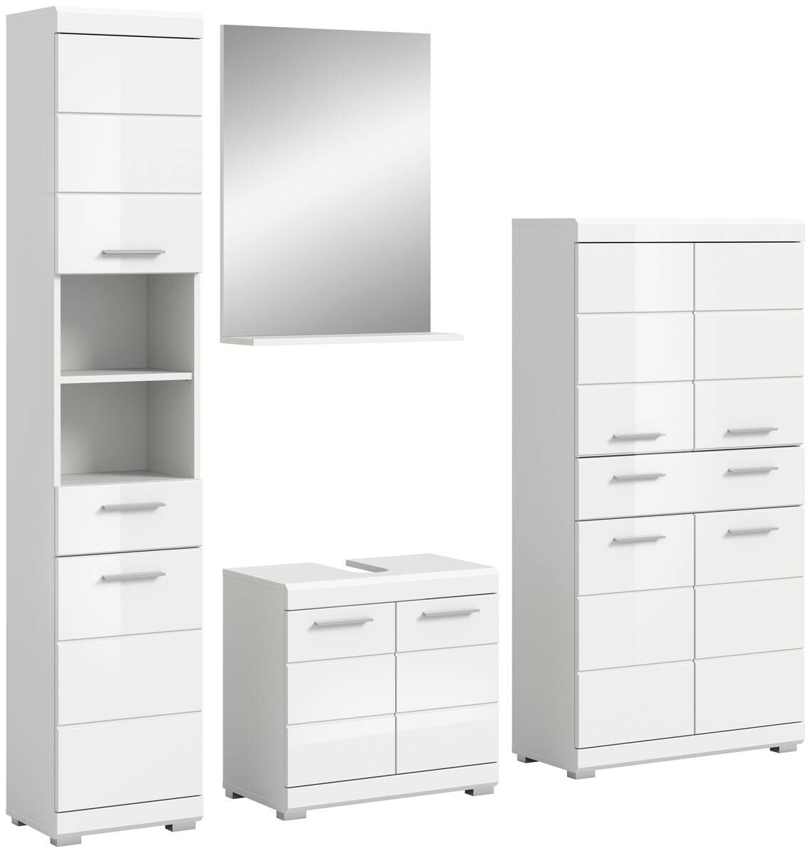 Badezimmer-Set Scout weiß weiß Hochglanz B/H/T: ca. 186x191x34 cm