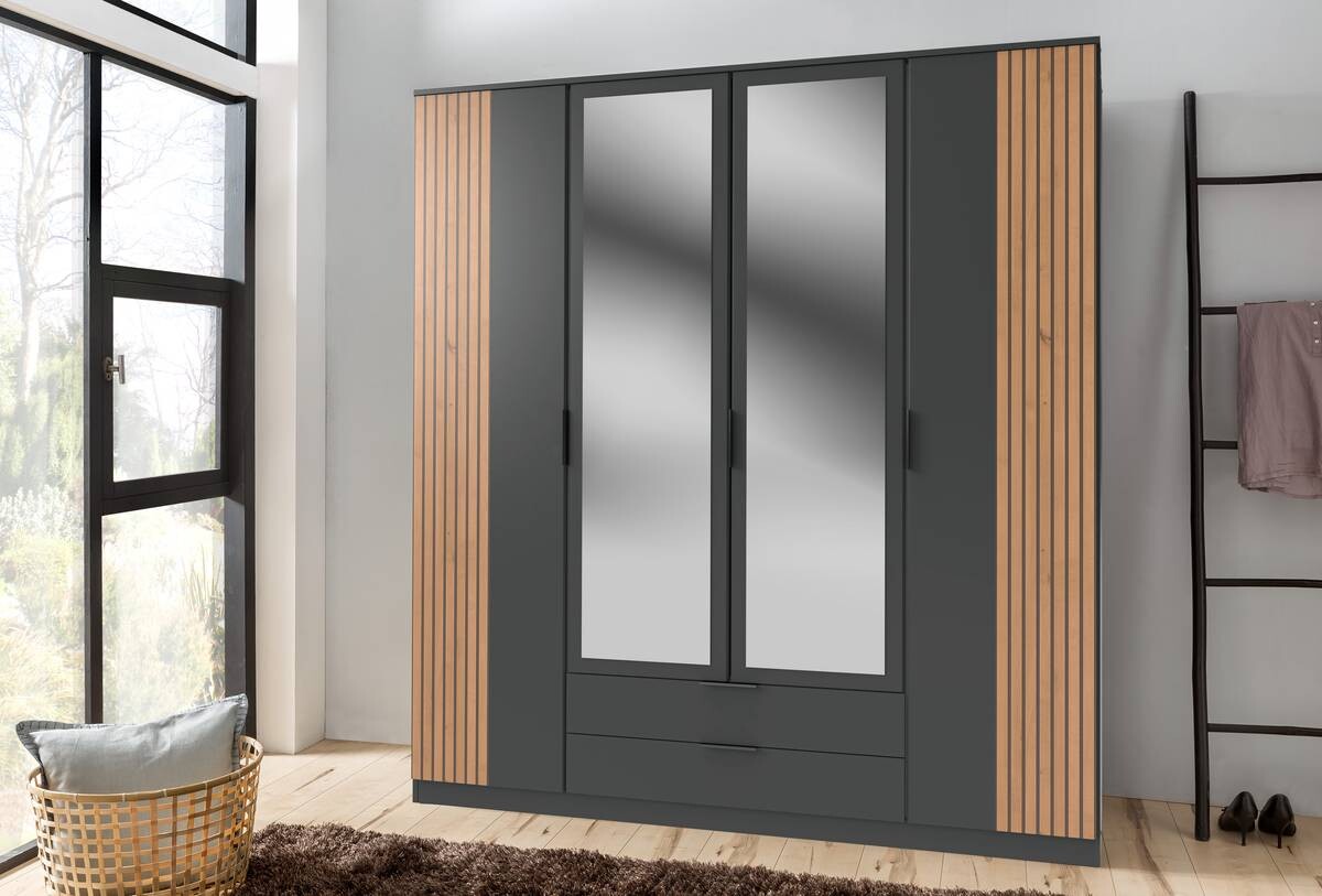 Kleiderschrank Lübeck Graphit B/H/T: ca. 180x199x58 cm