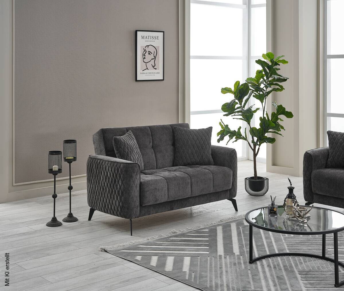 Sofa 3-2-1 Lendor grau Webstoff