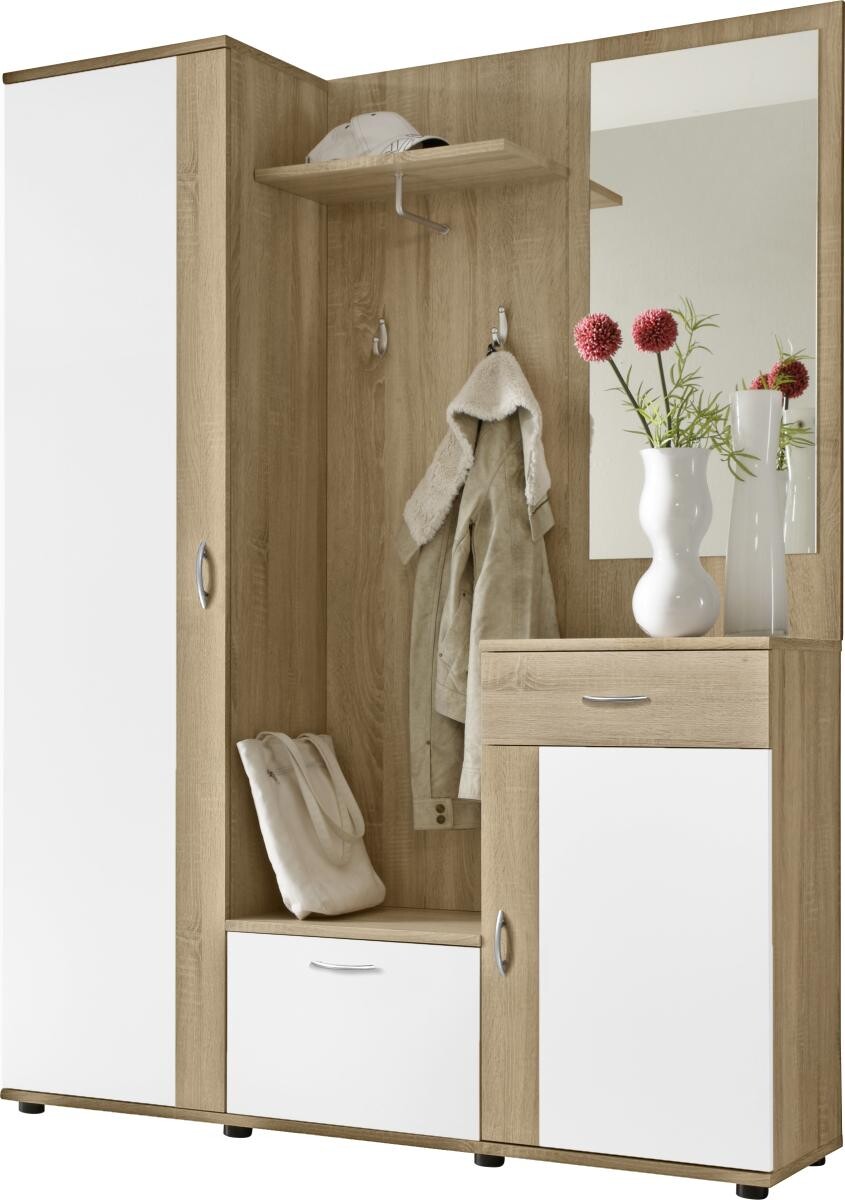 Garderobe Patent Eiche Sonoma Nachbildung weiß B/H/T: ca. 145x184x30 cm