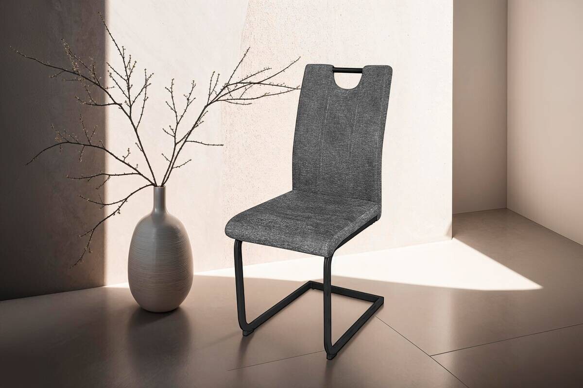 Stuhl BANFF 2er-Set. anthrazit Webstoff B/H/T: ca. 42x97x58 cm