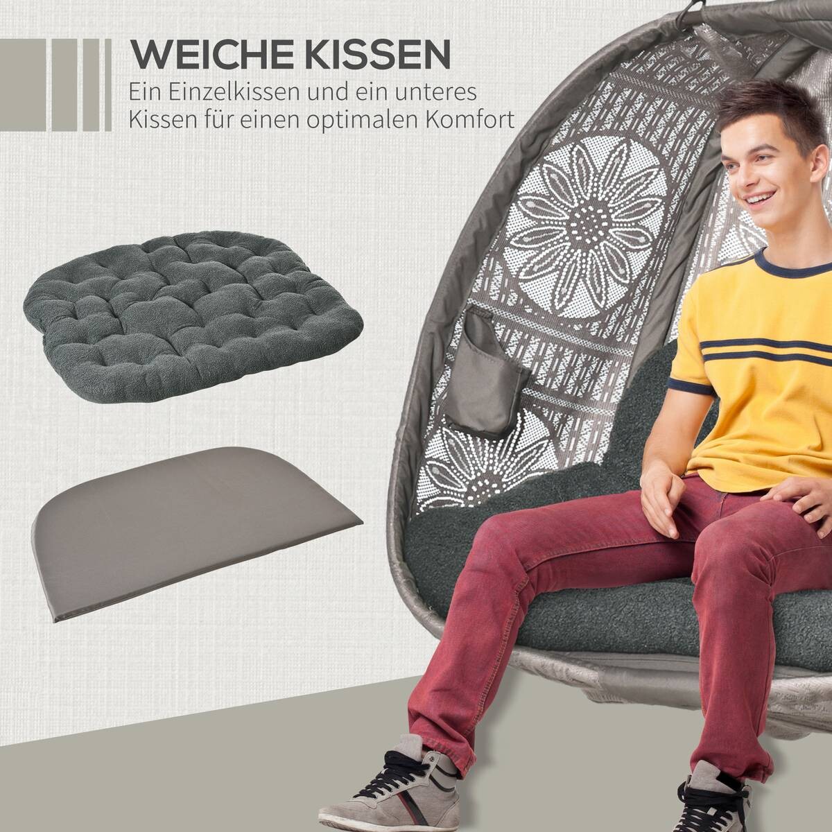 Outsunny Hängesessel mit zwei Sitzplätzen schwarz Polyester B/H/L: ca. 126x172x132 cm