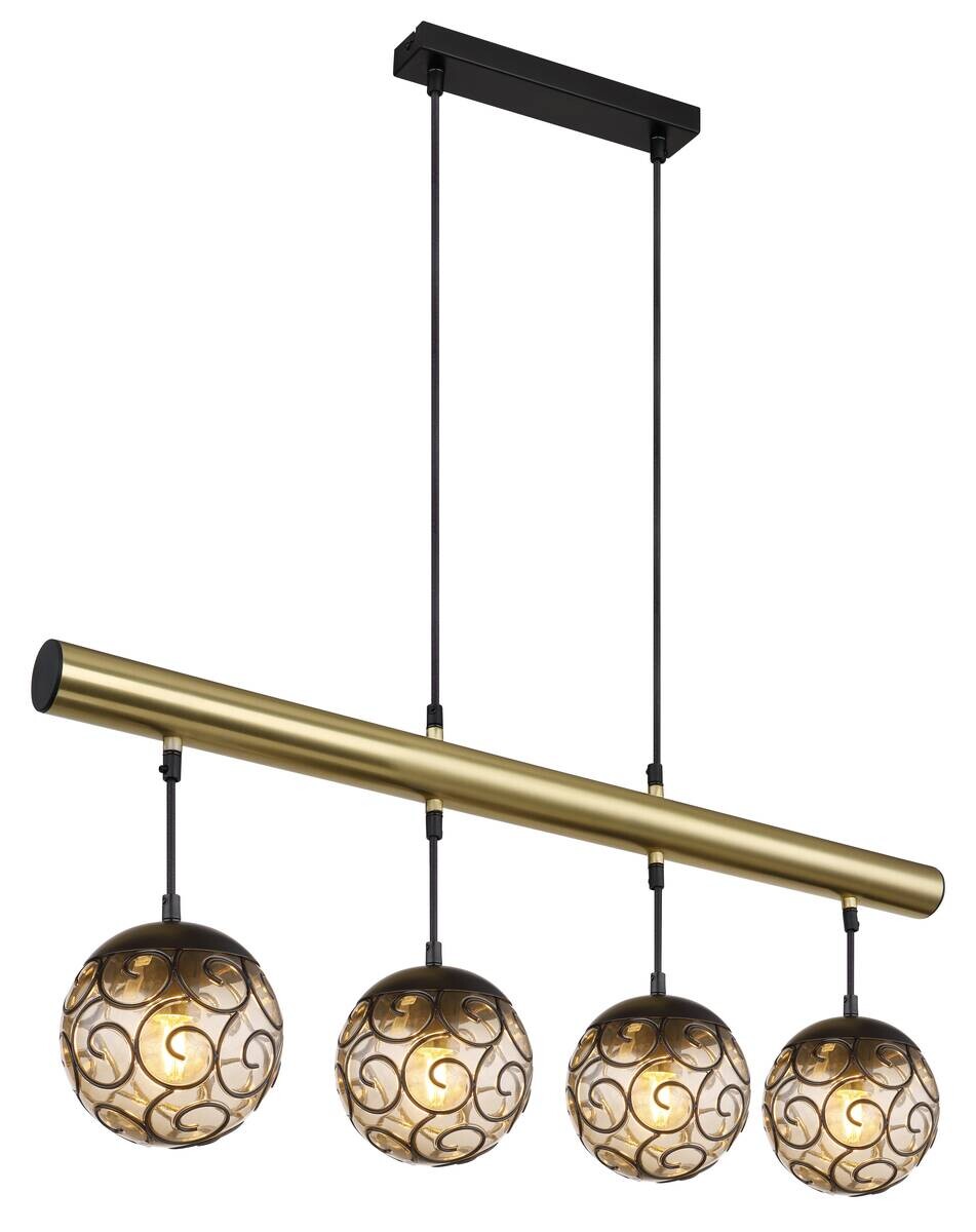 GLOBO Pendelleuchte Fitz Rauch Metall Kunststoff B/H/L: ca. 90x15x120 cm E27 4 Brennstellen