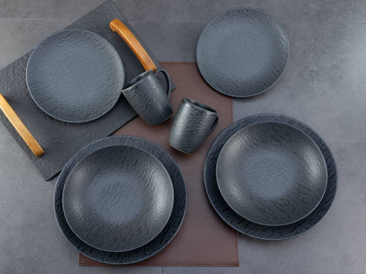 CreaTable Kombiservice Schiefer schwarz Steinzeug 16 tlg.