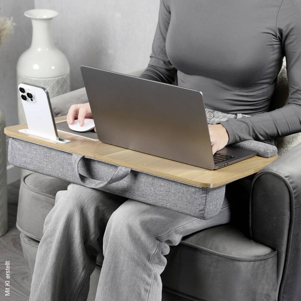 Kesper Laptop-Tablett grau MDF B/H/L: ca. 35,5x9,5x54,5 cm