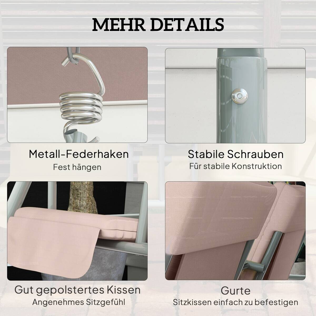Outsunny Hollywoodschaukel beige Metall B/H/L: ca. 112x165x175 cm