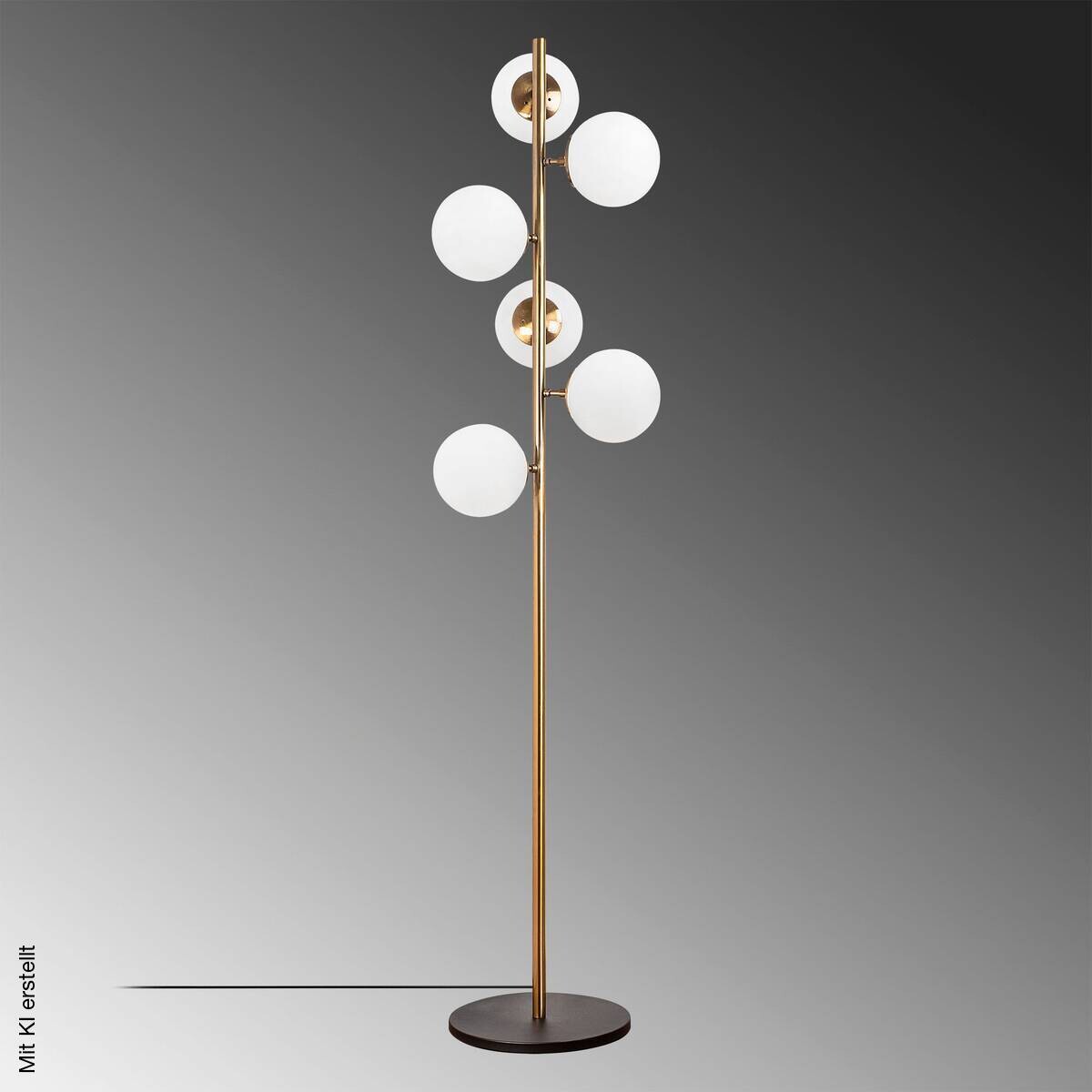 Opviq Stehlampe Metall Glas B/H/T/L: ca. 22x163x22x35 cm E14 6 Brennstellen