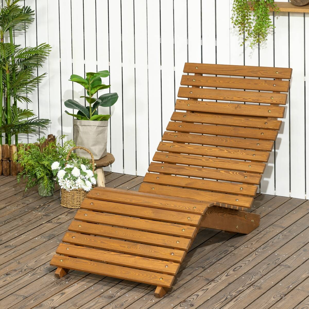 Outsunny Gartenliege mit Holzrahmen
