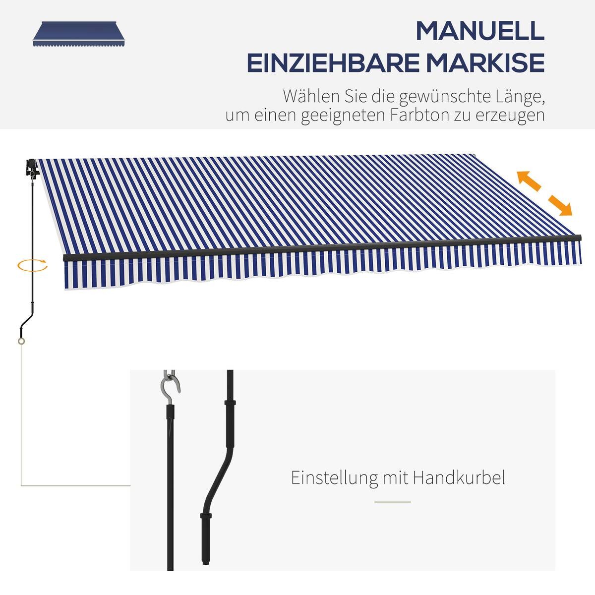 Outsunny Markise weiß B/H: ca. 300x396 cm
