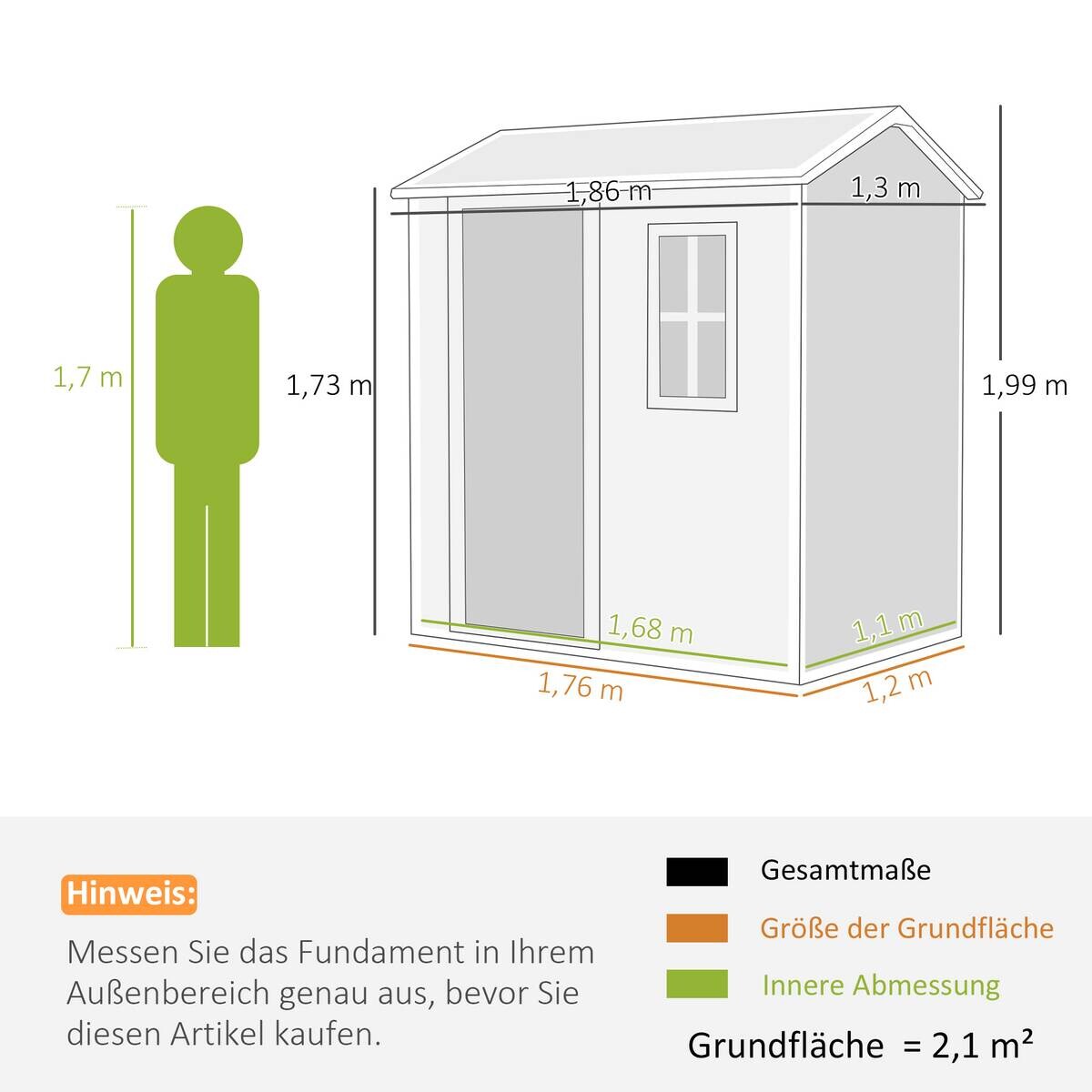 Outsunny Gartenhaus grau B/H/L: ca. 130x199x186 cm