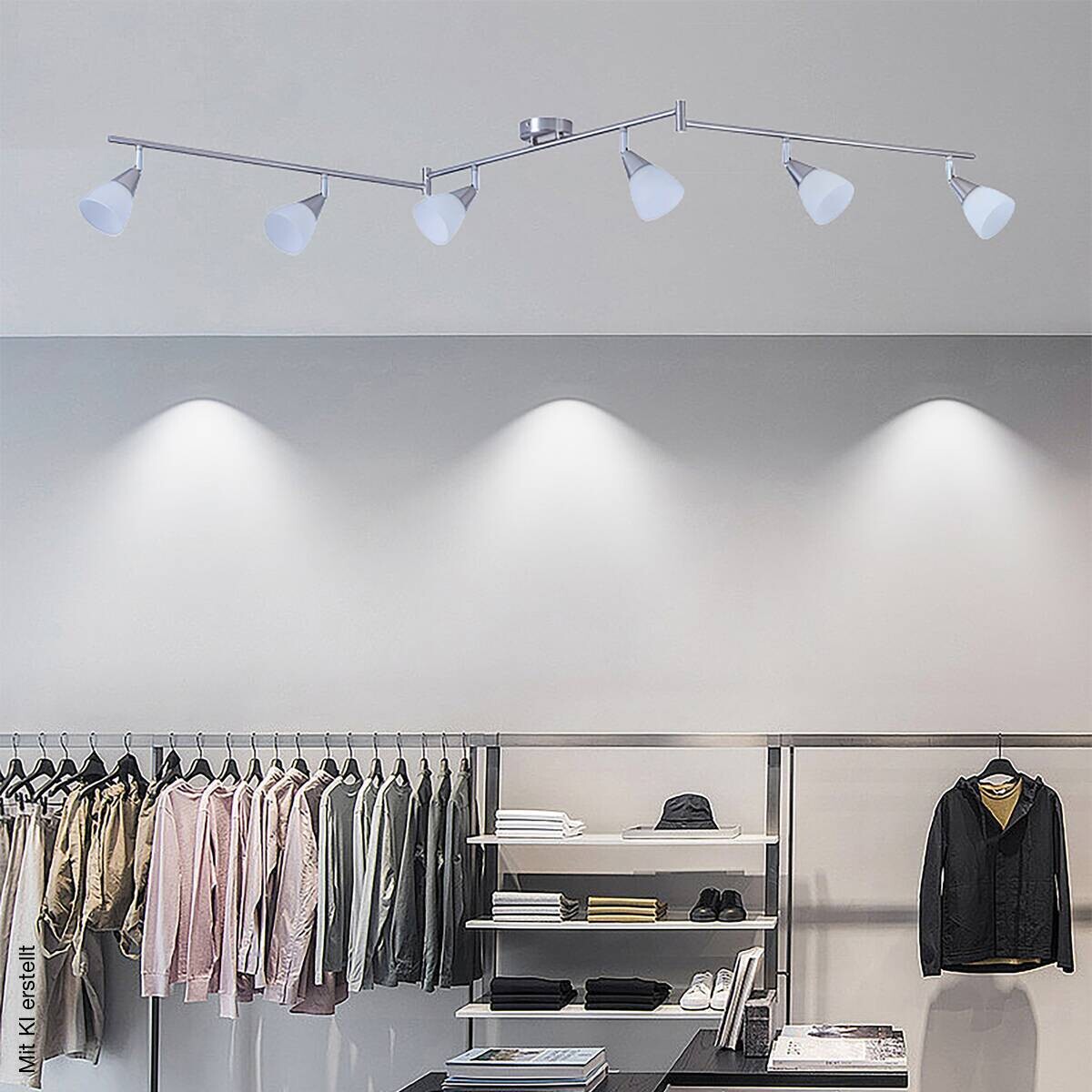 POCOline Spot 6-flg. Tadea nickel matt weiß Metall Glas B/H/L: ca. 9x21x180 cm E14 6 Brennstellen