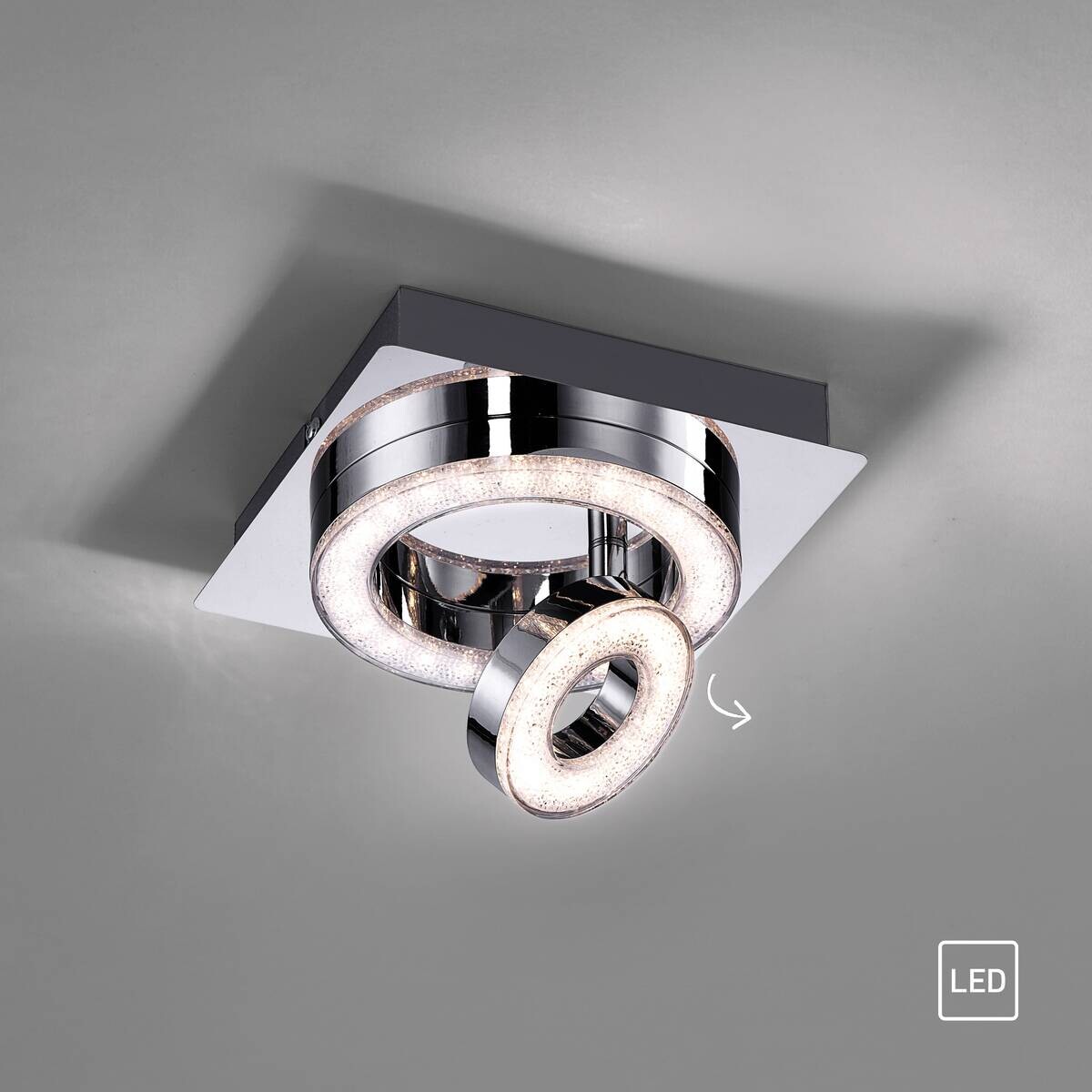 Just Light LED-Deckenleuchte 2-flg. Tim Chrom Metall Acryl B/H/L: ca. 17x13x17 cm 1 Brennstellen