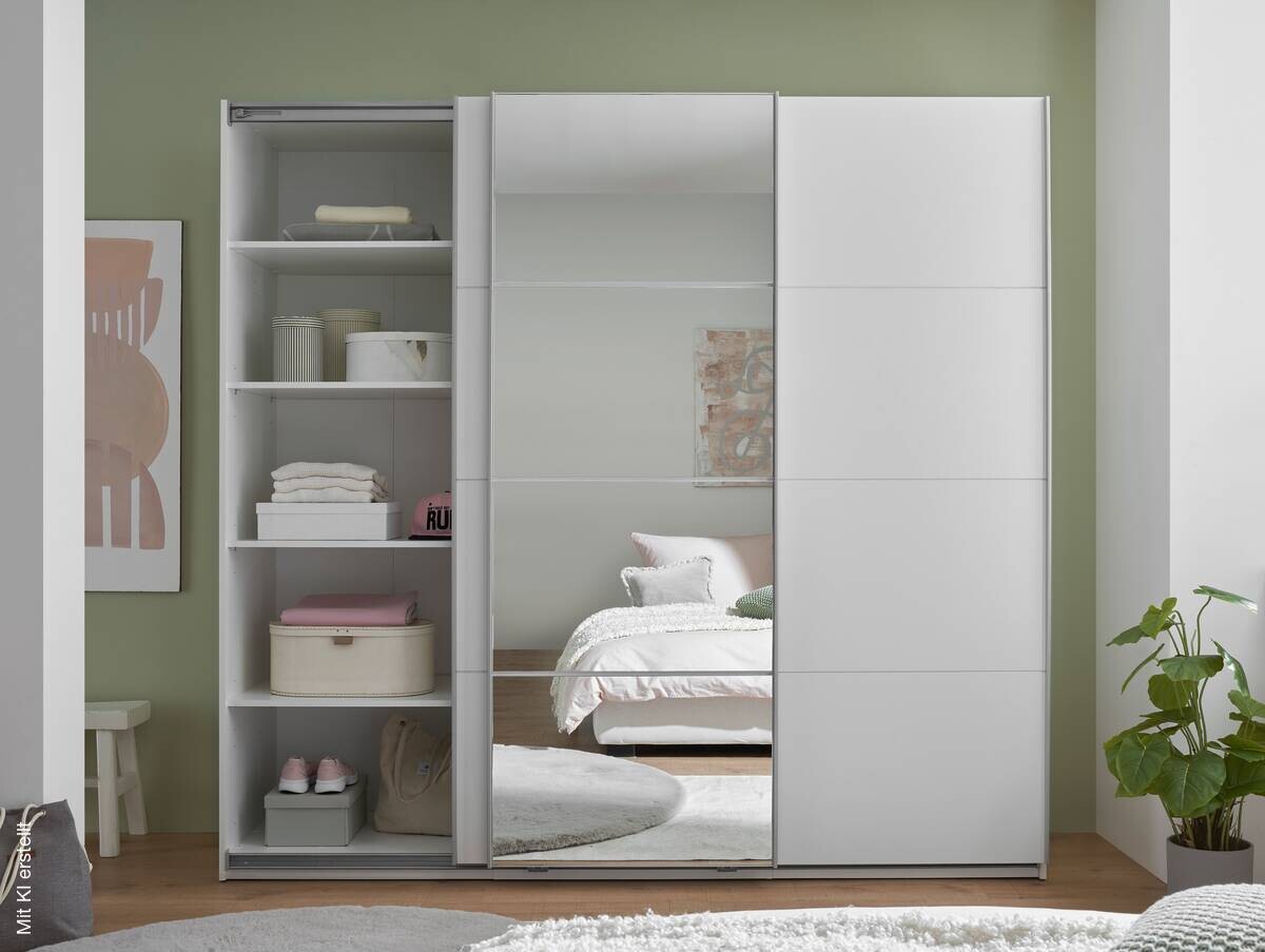 Schwebetürenschrank Carano weiß B/H/T: ca. 215x204x60 cm