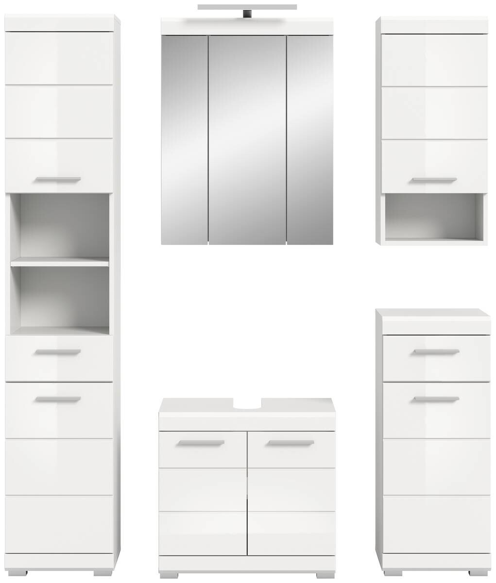 Badezimmer-Set Scout weiß weiß Hochglanz B/H/T: ca. 164x191x34 cm