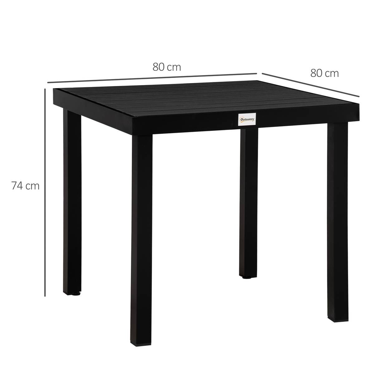 Outsunny Gartentisch schwarz Aluminium B/H/L: ca. 80x74x80 cm