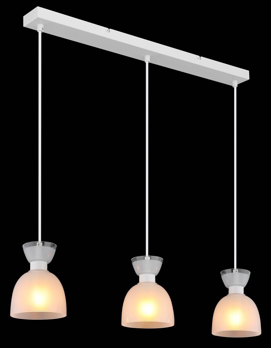 GLOBO Pendelleuchte Opal weiß Metall Glas B/H: ca. 65x120 cm E14 3 Brennstellen