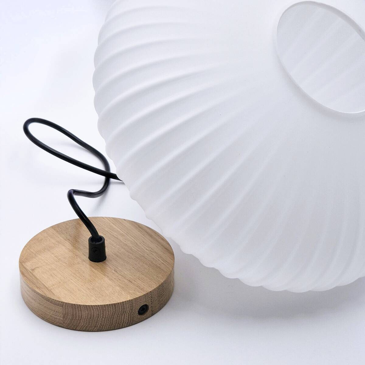 Lamkur Hängeleuchte Harmony Eiche weiß Glas Holz B/H/L: ca. 30x102x30 cm 1 Brennstellen
