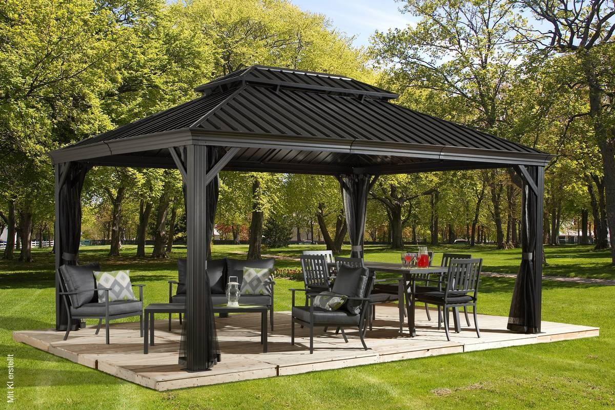 Sojag Pavillon Messina anthrazit Metall B/H/L: ca. 483x307x363 cm