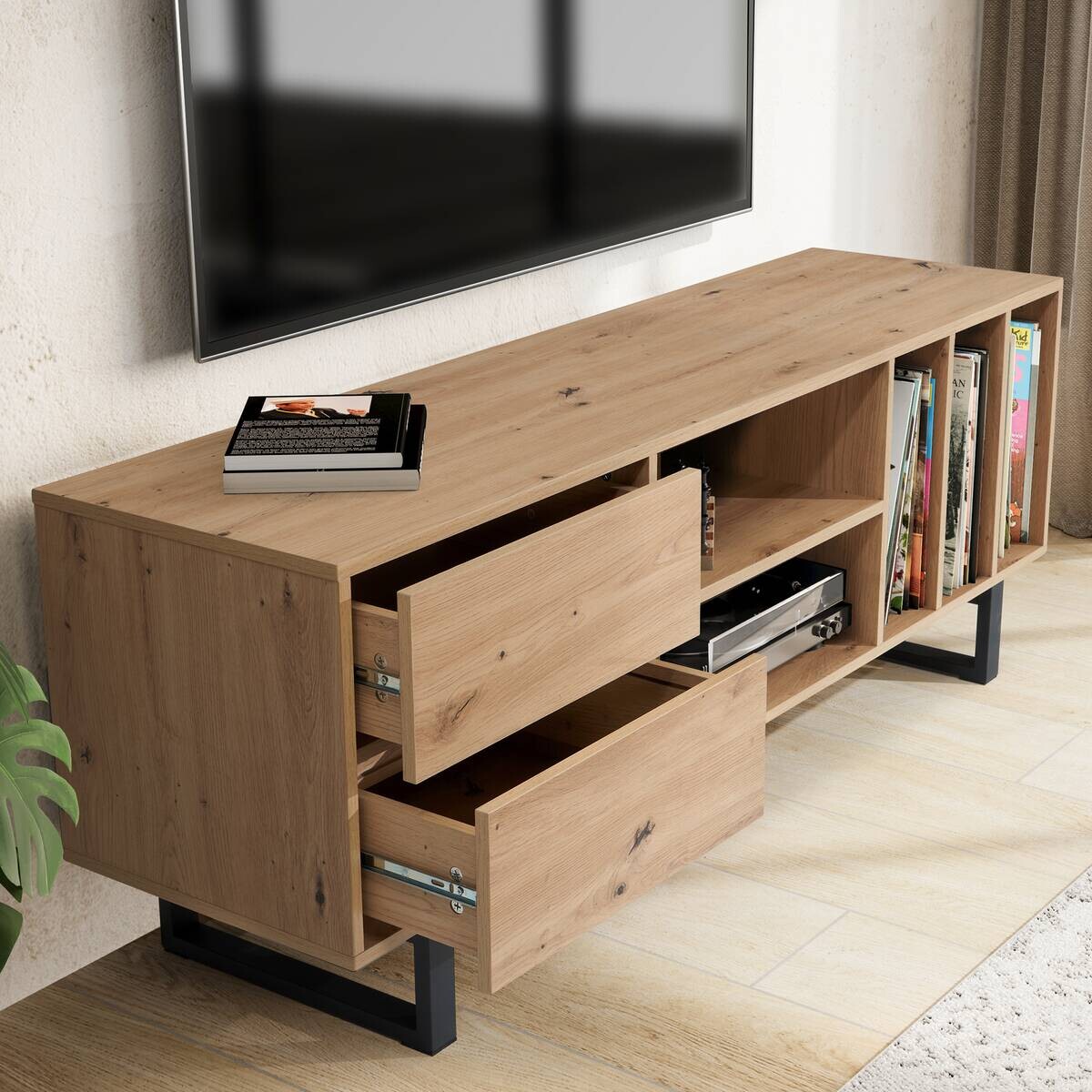Lowboard Eiche Optik B/H/T: ca. 150x55x40 cm