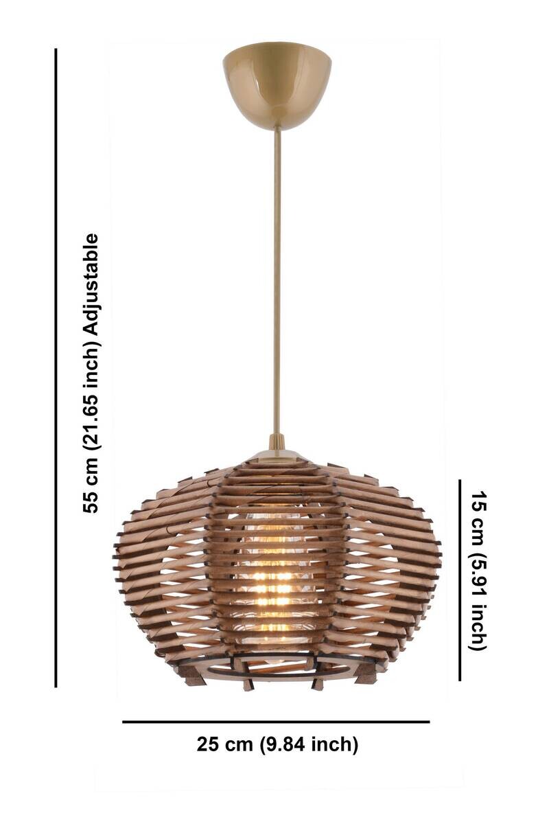 Opviq Pendelleuchte braun Holz B/H/T/L/D: ca. 25x55x25x25x25 cm E27 1 Brennstellen