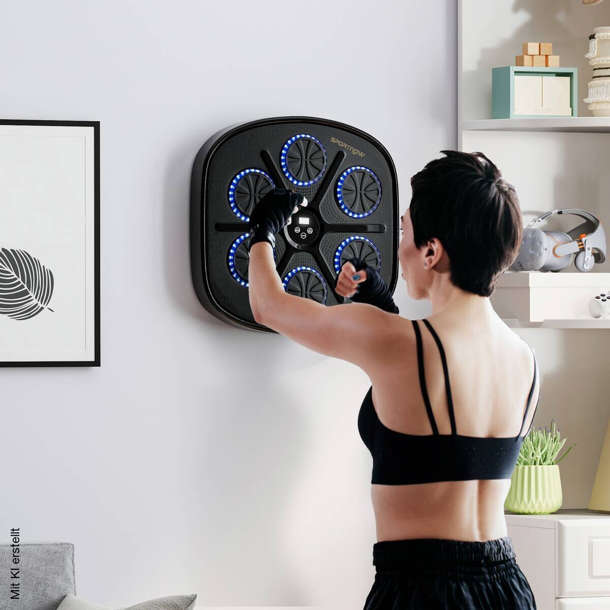 SPORTNOW Boxmaschine + Musik schwarz Kunstleder B/H/L: ca. 44,6x7,5x41,8 cm