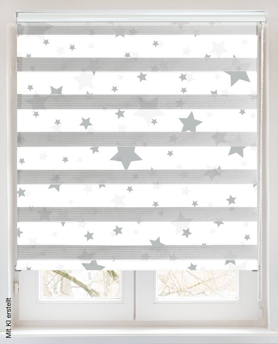 POCOline Doppelrollo mit Blende Star weiß B/L: ca. 60x160 cm