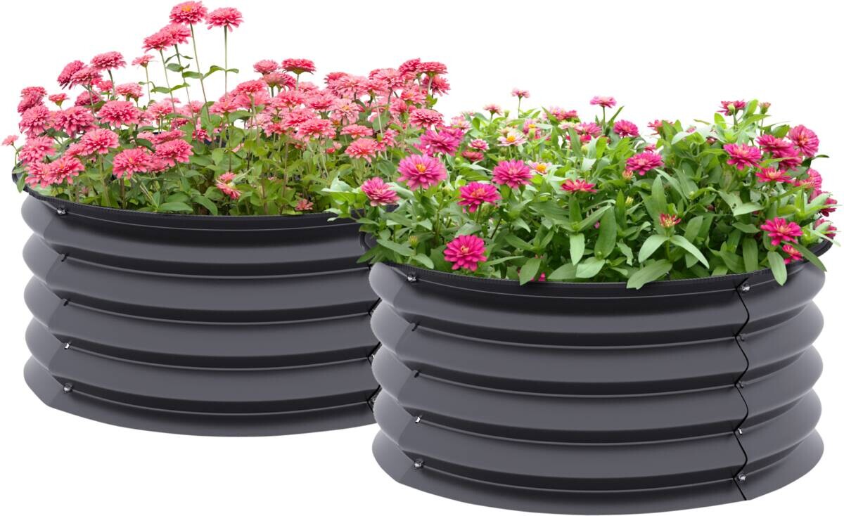 Outsunny Hochbeet 2er Set dunkelgrau Stahl B/H/L: ca. 60x30x60 cm