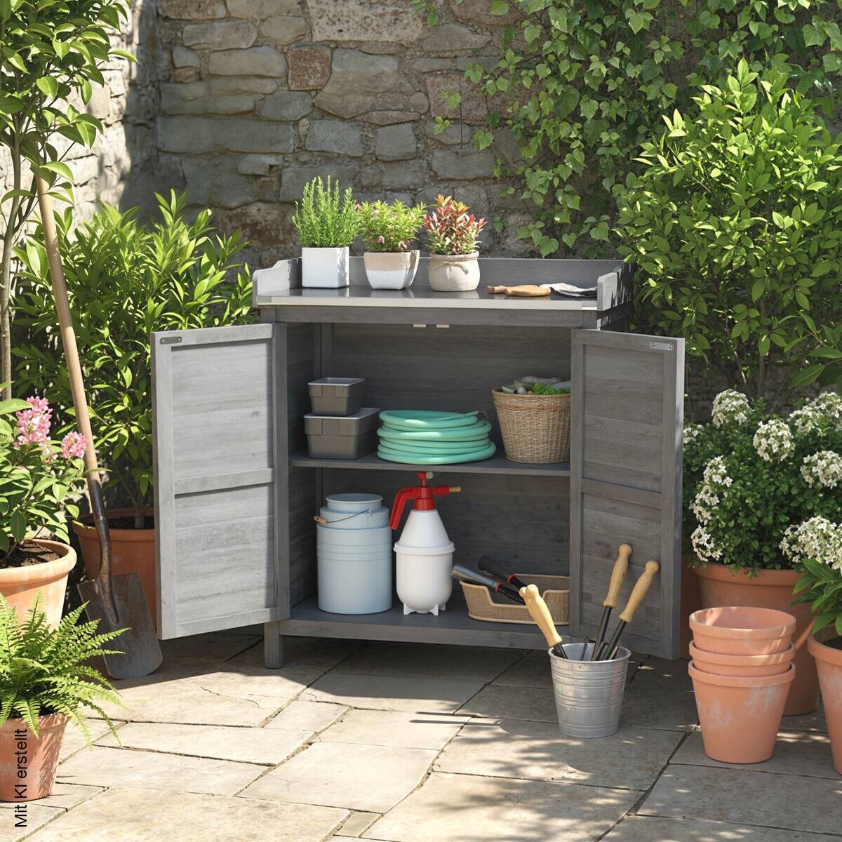 Outsunny Gartenschrank grau B/H/T/L: ca. 40x92x40x83 cm