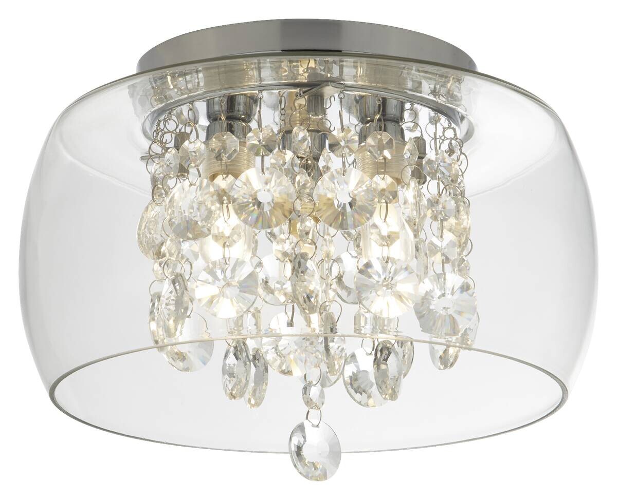 Searchlight Badleuchte Curva Chrom transparent Stahl Glas B/H/L/D: ca. 28x20x28x28 cm G9 3 Brennstellen