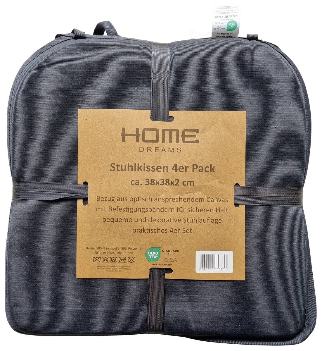 Stuhlkissen anthrazit Polyester B/L/S: ca. 38x38x2 cm
