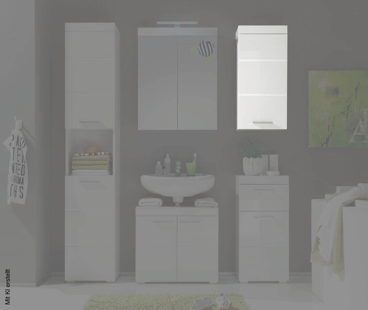 Badhängeschrank Amanda weiß weiß Hochglanz B/H/T: ca. 37x77x23 cm