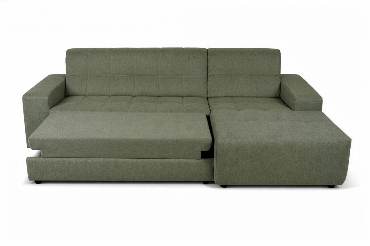 Ecksofa mit Bettfunktion grün Flachgewebe B/H/T: ca. 267x93x163 cm