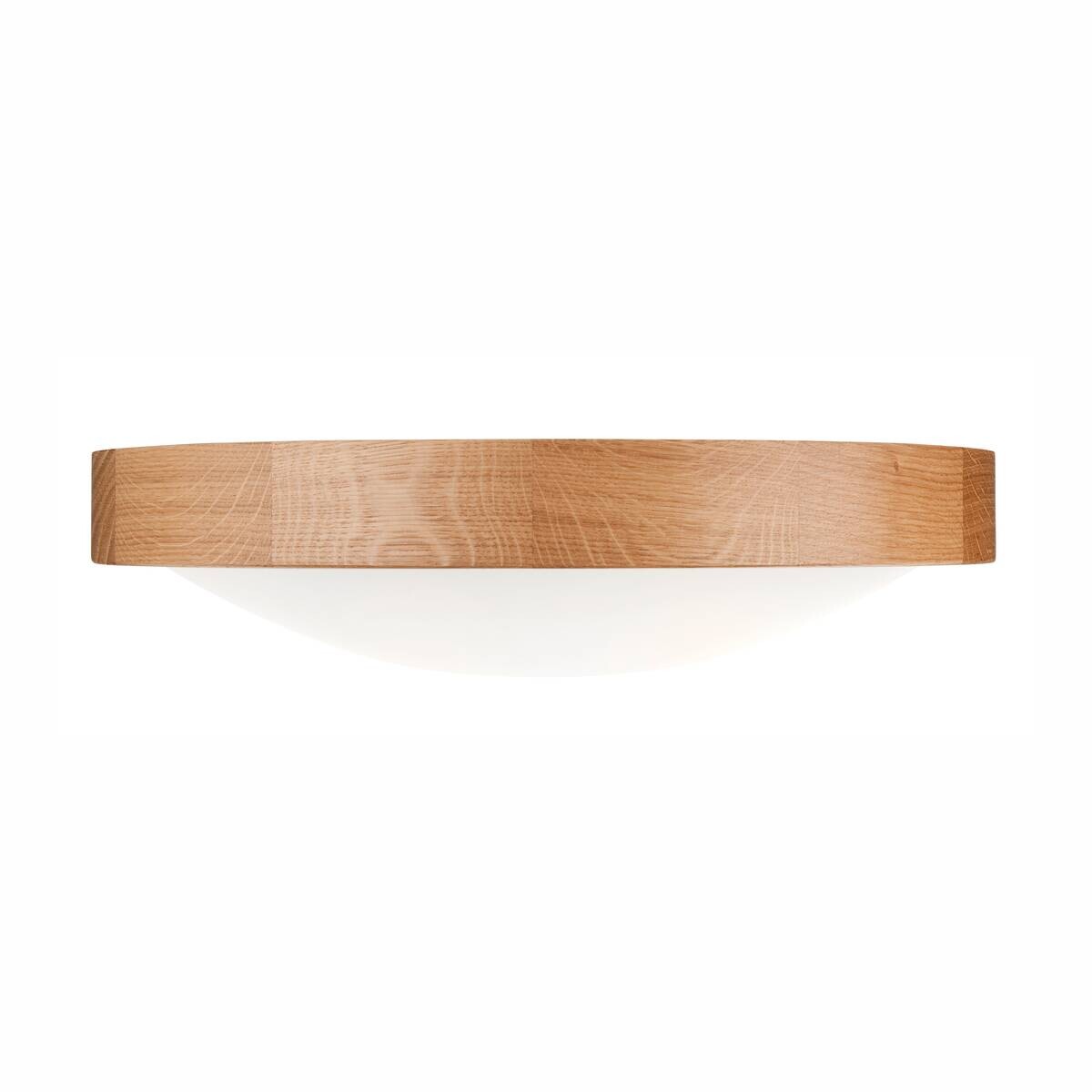 Lamkur Deckenleuchte Anello Eiche Glas Holz H/L: ca. 8x37 cm E27 2 Brennstellen